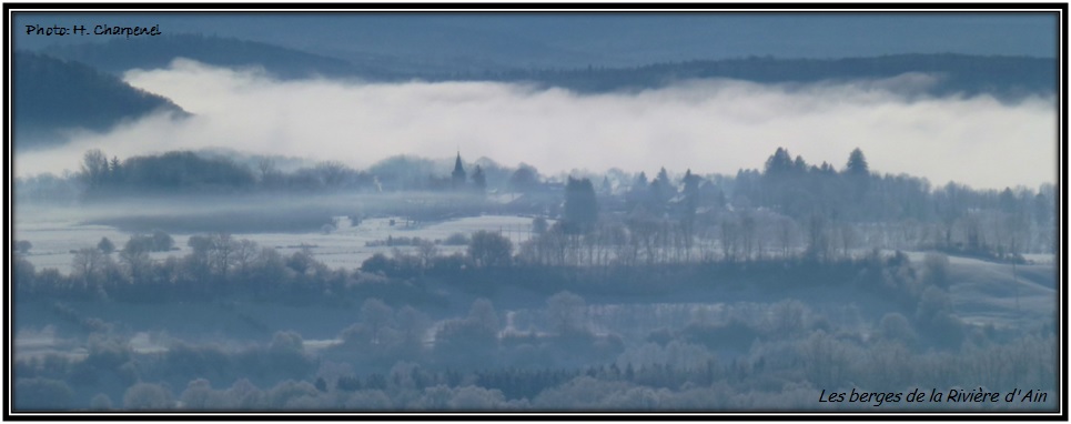 Les berges de la rivire d'ain en hiver