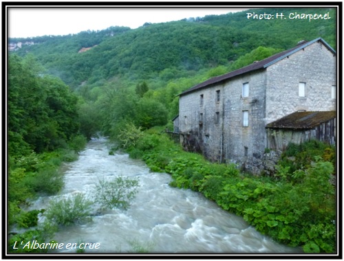 L'Albarine en crue, vers Charabote